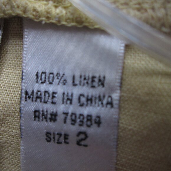 Chicos Design Women's Jacket Sz 2 100% Linen Full Zip Yellowl Bomber Pockets - Picture 11 of 11